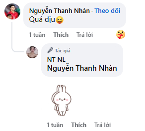 Bình luận của Thanh Nhàn phía dưới bài đăng của vợ