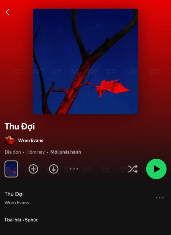 Thu Đợi được nam ca sĩ đăng tải trên Spotify vài ngày trước trước khi âm thầm xoá bỏ 