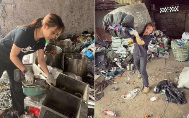 Cô gái này viral trên Douyin với những clip thu gom đồng nát. Nhan sắc cùng vẻ ngoài trẻ trung của cô gái này cũng là điều gây chú ý.