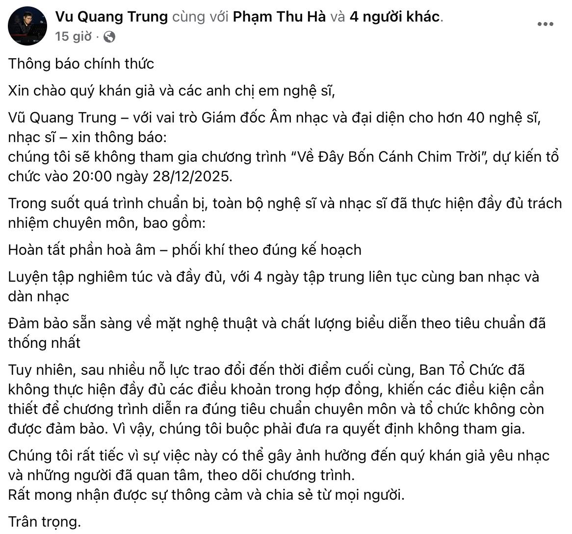 Thông báo từ Vũ Quang Trung
