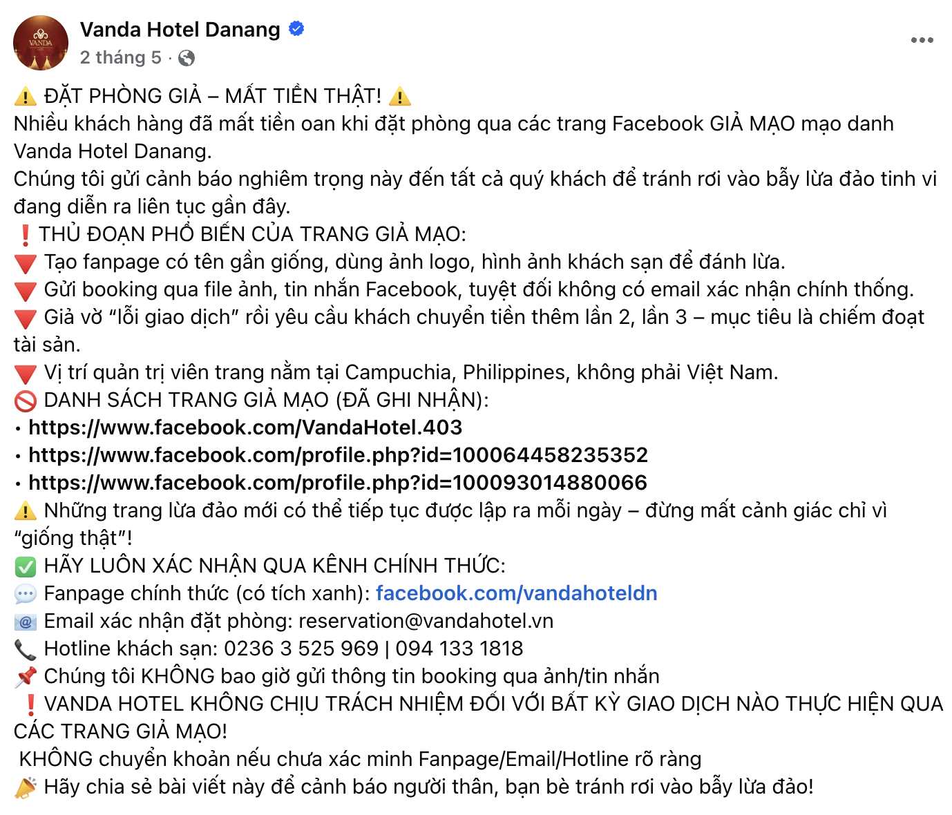 Cảnh báo khẩn cho ai đang đặt khách sạn dịp Tết qua fanpage