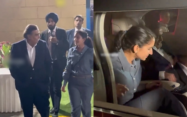 Radhika Merchant tham dự sự kiện cùng bố chồng, về chung xe. Nguồn: X.