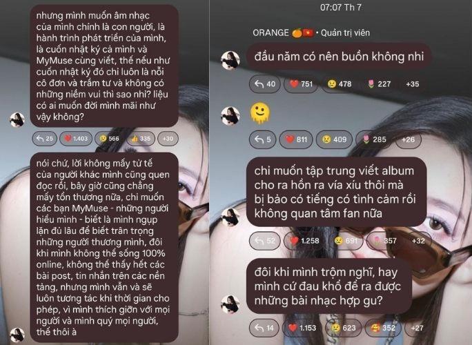 Orange đã có những chia sẻ thẳng thắn nhằm trấn an người hâm mộ