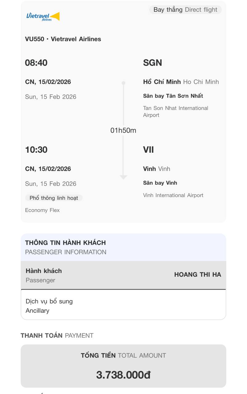 Hoàng Hà hiện tại chỉ mua vé chiều về, dự định xin nghỉ thêm sau Tết để tiết kiệm chi phí (Ảnh: NVCC)
