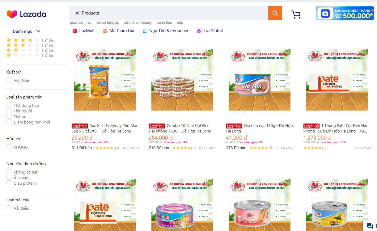 Trước bê bối “phù phép” 120 tấn thịt heo bệnh, hơn 100.000 hộp pate Cột đèn Hải Phòng đã được bán ra trên các sàn thương mại điện tử