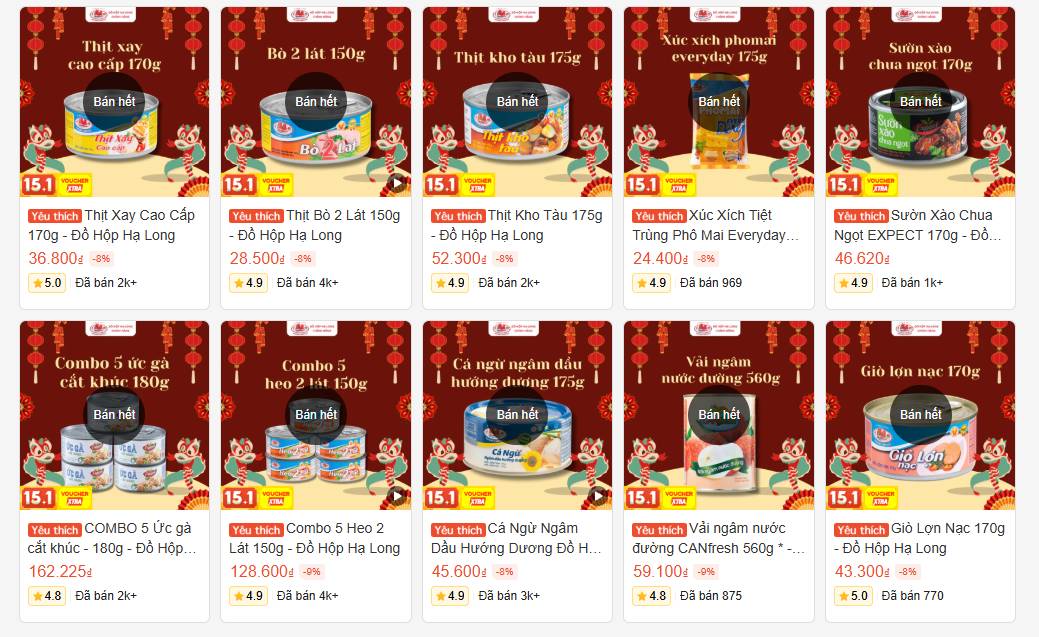 Nhiều sản phẩm thịt hộp khác làm từ thịt bò, thịt heo, cá hay hoa quả cũng được yêu thích