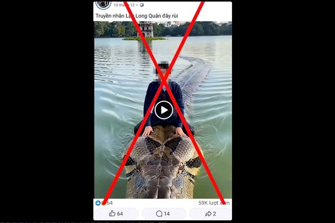 Clip tạo bởi công nghệ AI được ông A đăng tải trên mạng xã hội. Ảnh: Công an Hà Nội