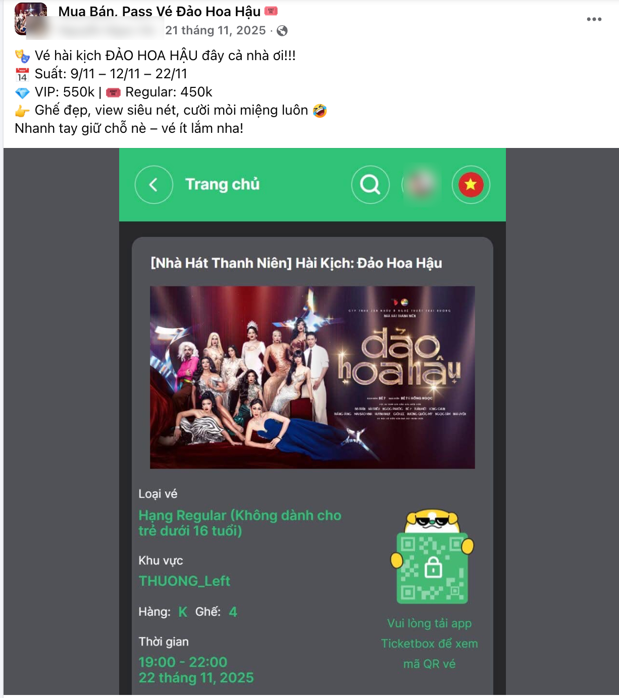 Vở kịch đang hot nhất Việt Nam, giá vé bán lại gấp 3 lần vẫn có người mua, BTC thông báo khẩn!