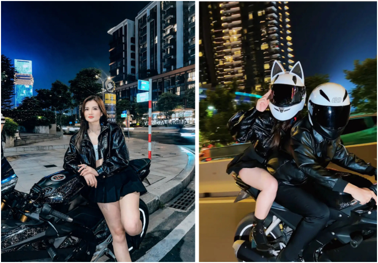 Huyền Trang đánh giá cảnh quay và góc nhìn rất đẹp, dù lúc quay đường khá đông, phải chạy đi chạy lại vài vòng để canh khoảng trống. Ảnh: NVCC. 