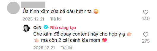 CiiN phản hồi chuyện các hình xăm không còn thấy rõ như trước trong clip (Ảnh chụp màn hình)