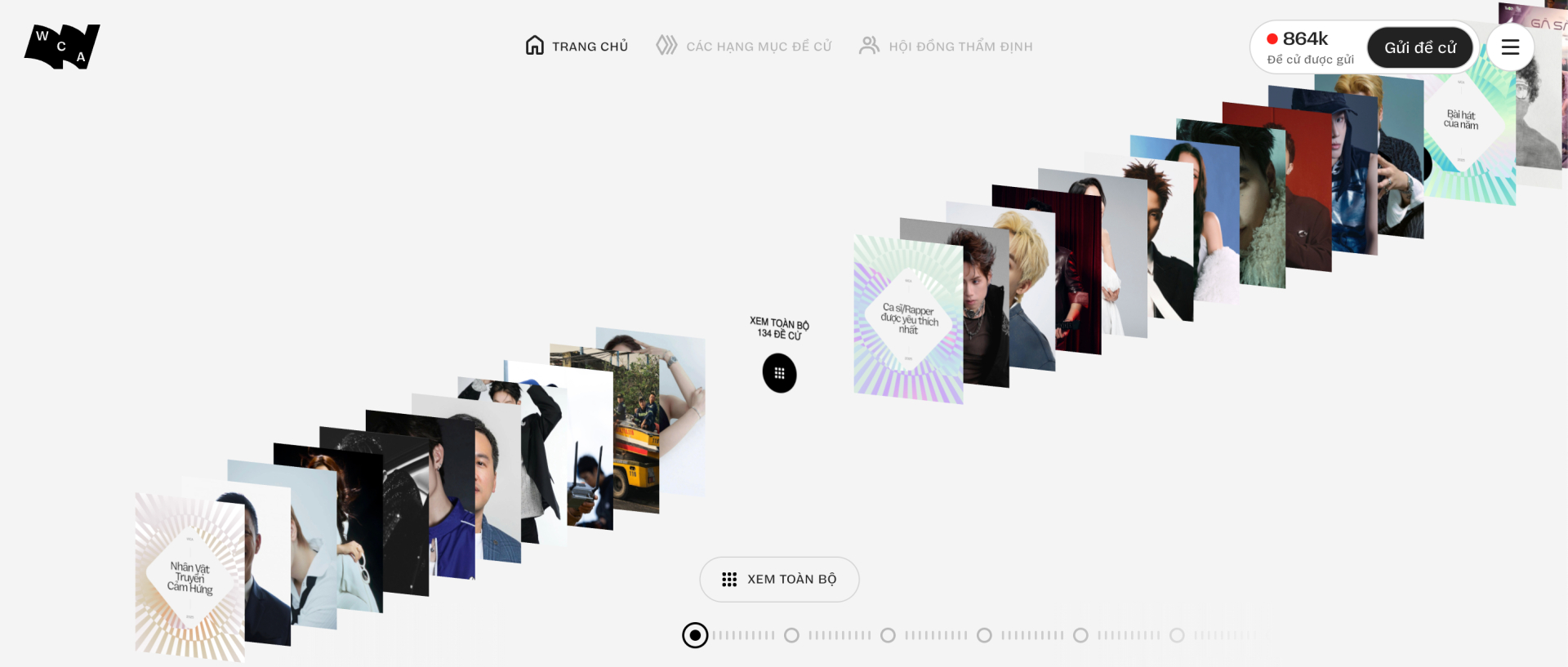 Tính đến 17h00 ngày 17/1, đã có hơn 864 nghìn lượt đề cử được cộng đồng gửi về (Ảnh chụp màn hình)