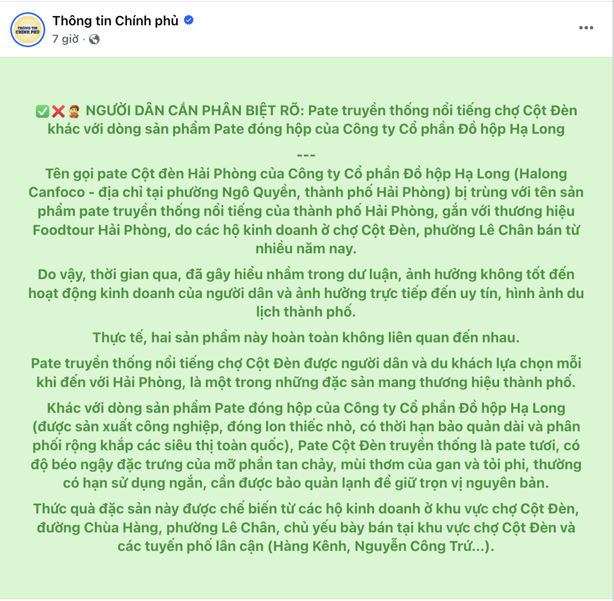 Fanpage Thông tin chính phủ 