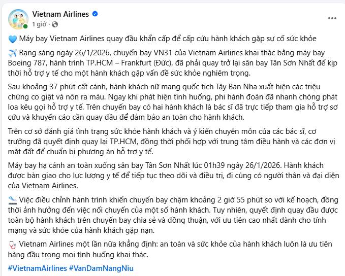 Máy bay Vietnam Airlines quay đầu khẩn cấp: Lý do phía sau khiến hàng trăm hành khách đồng loạt im lặng, không một lời phàn nàn