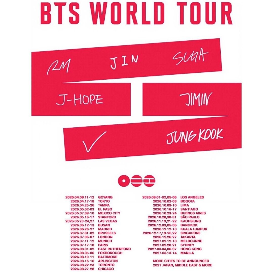 Tour sẽ khởi động tại Hàn Quốc, sau đó mở rộng sang các thị trường trọng điểm gồm Bắc Mỹ, châu Âu, Mỹ Latin và châu Á (Ảnh: Facebook)