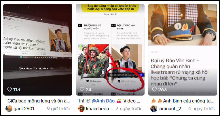 Đại uý Đào Văn Bình cũng nhận về nhiều tình cảm từ cộng đồng