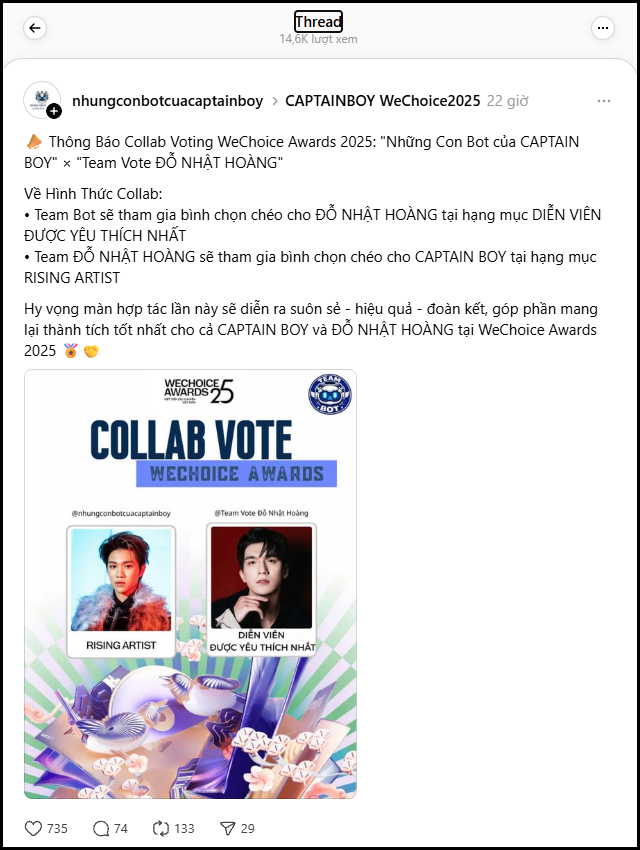 Fan Captain Boy bắt tay với fan Đỗ Nhật Hoàng để bình chọn chéo cho 2 nghệ sĩ trẻ