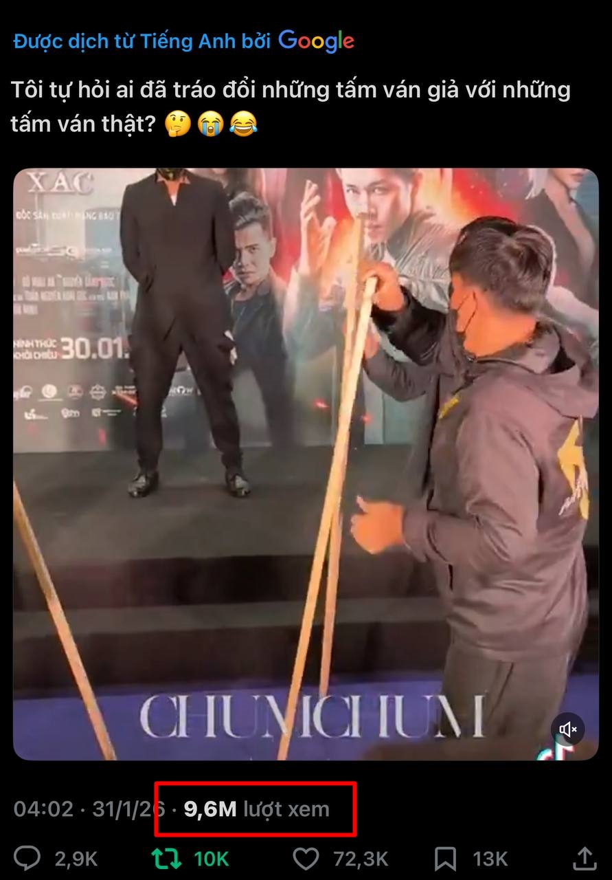 Video thu về 9,6 triệu lượt xem trên X