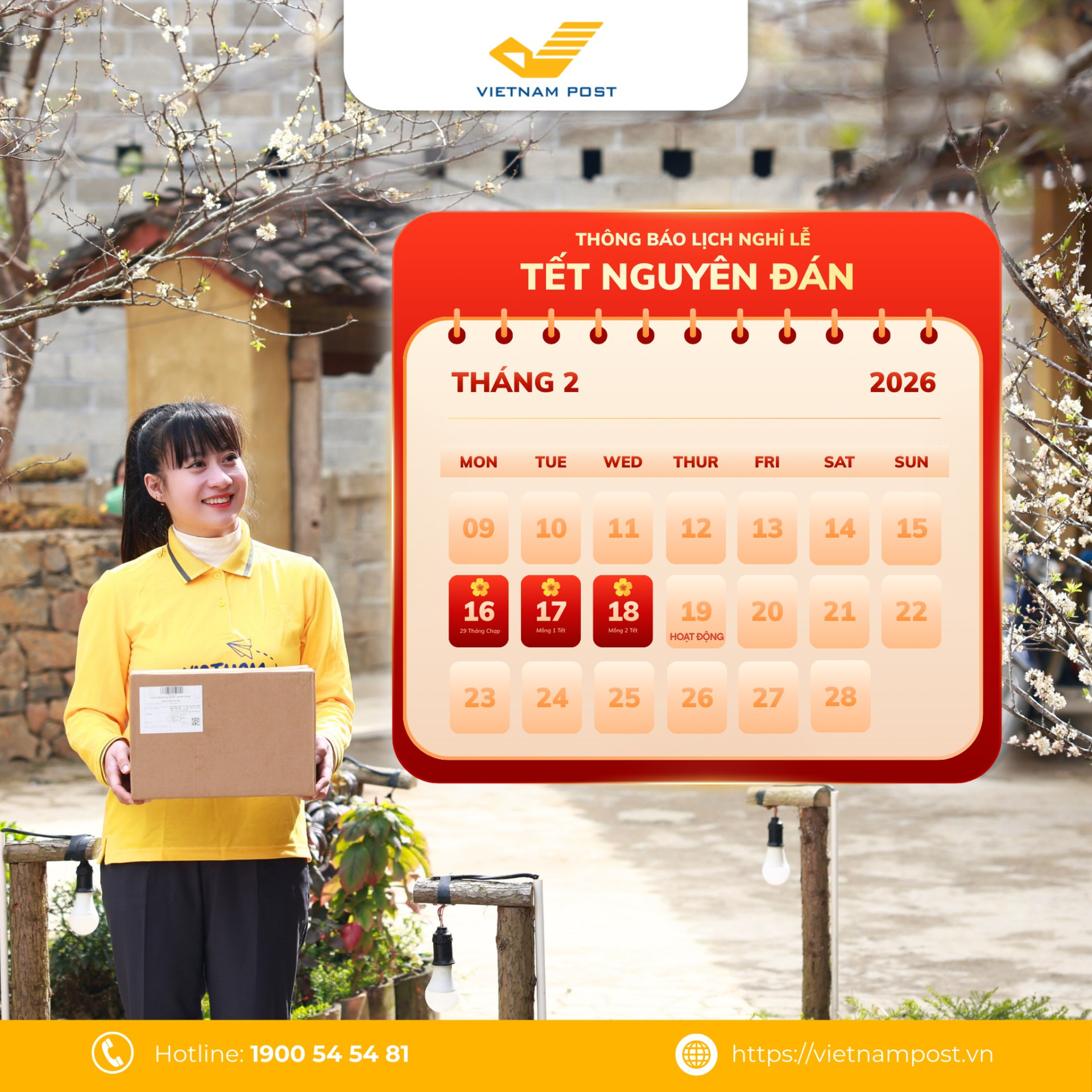 Lịch nghỉ và quay lại làm việc của Vietnam Post (Ảnh: Vietnam Post)