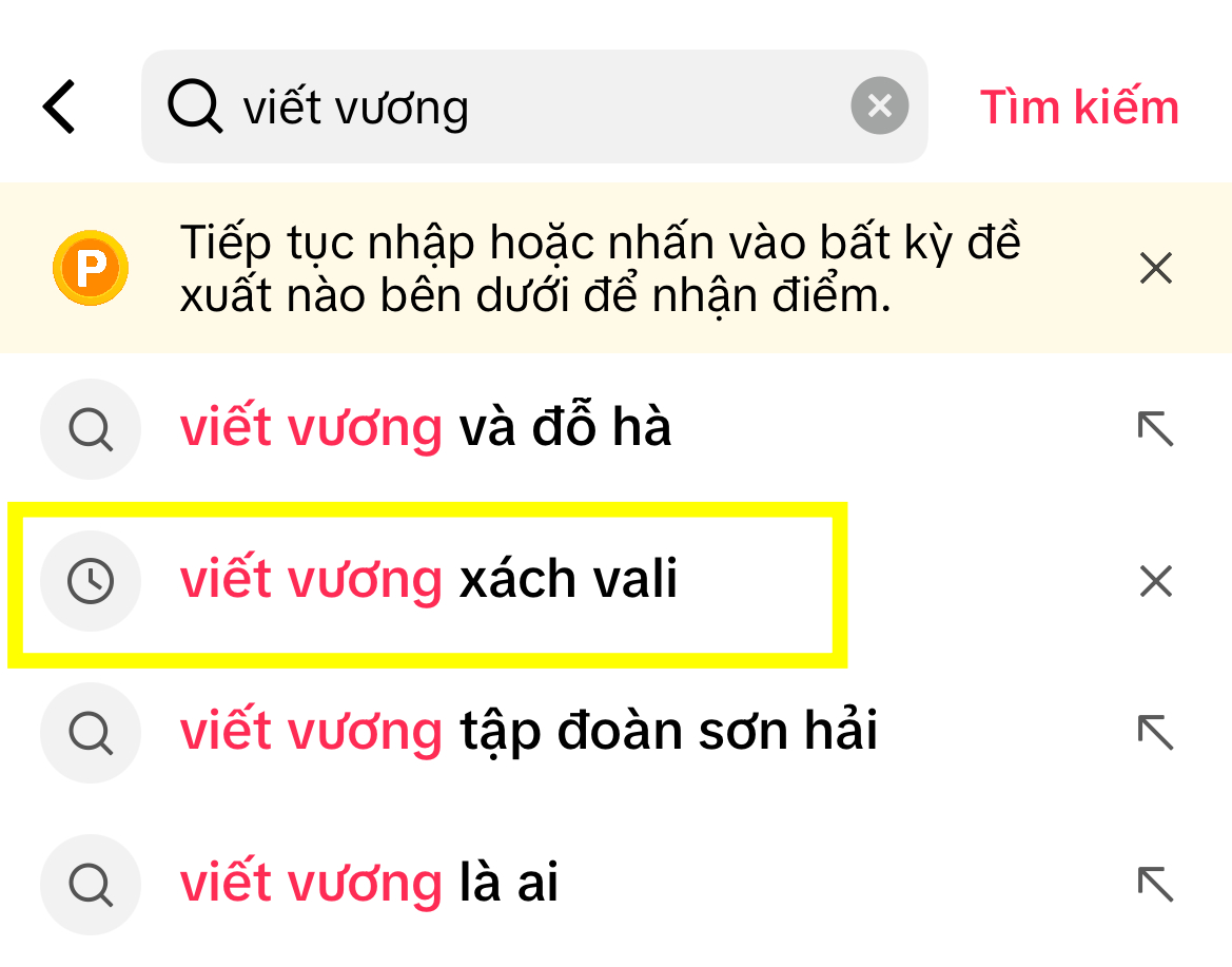 Thậm chí từ khóa liên quan cũng được gợi ý khi tìm kiếm trên TikTok