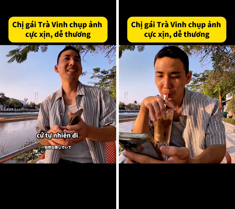 Nam du khách bất ngờ được chủ quán cà phê ngỏ lời chụp ảnh