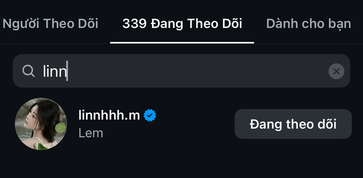 Lọ Lem và Tài Sầm theo dõi nhau trên Instagram