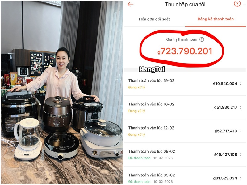 Hằng Túi cho biết đã được thanh toán gần 724 triệu