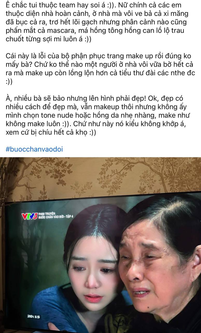 Một phân cảnh làm dấy lên tranh cãi khi nhân vật của Quỳnh Kool trang điểm quá đậm. (Ảnh: Facebook)
