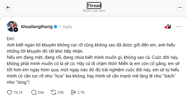 Bình luận của Khoai Lang Thang viral trong vài ngày gần đây (Ảnh chụp màn hình)