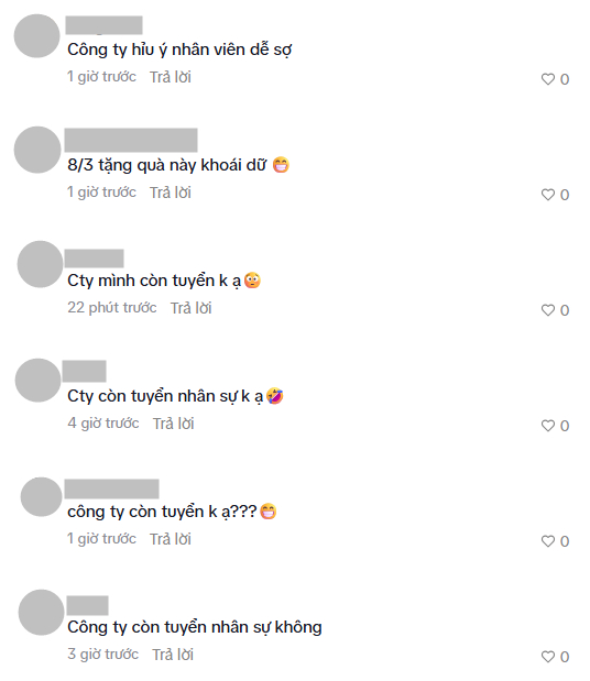 Không khó để bắt gặp bình luận ứng tuyển vào công ty vì hoạt động tặng quà 8/3 này