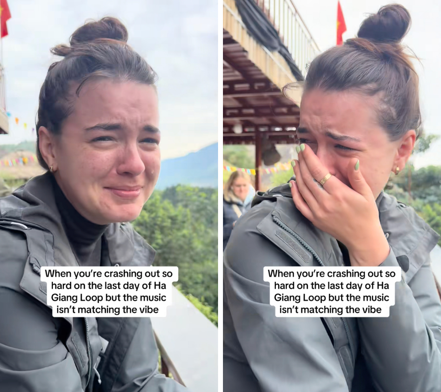 Nữ du khách khóc nấc vì xúc động ở Hà Giang Loop
