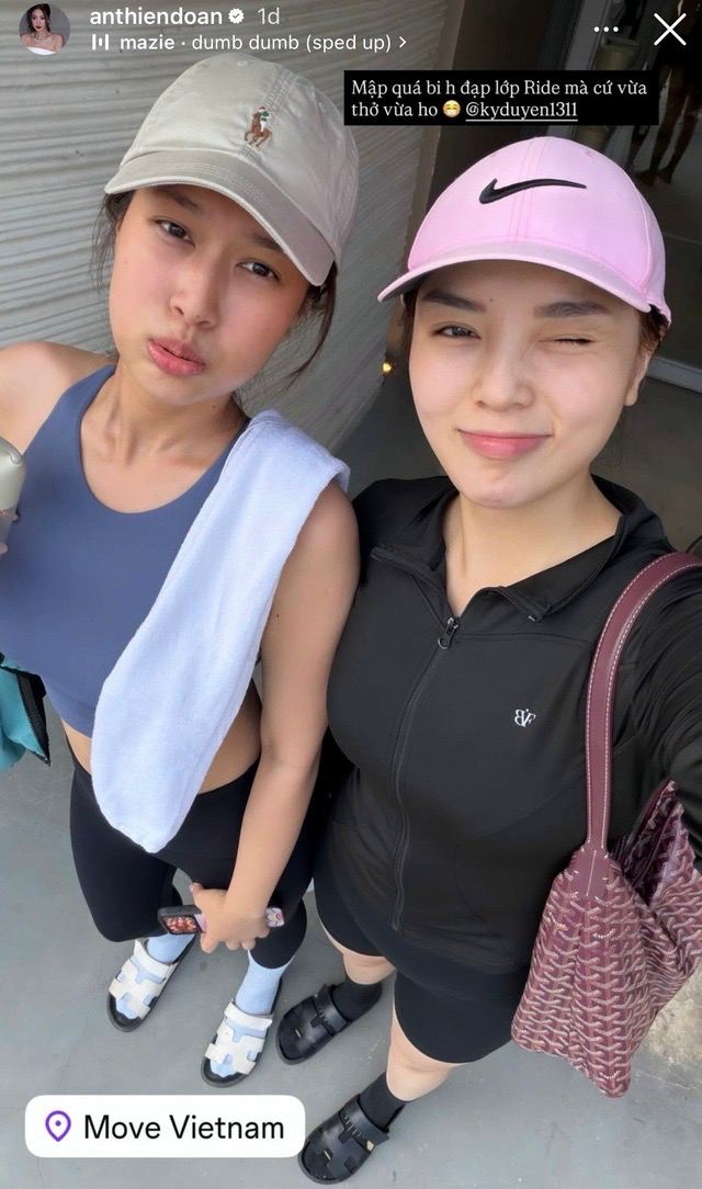 Kỳ Duyên và Thiên Ân chăm chỉ chạy bộ lấy lại vóc dáng sau Tết. (Nguồn: Instagram)