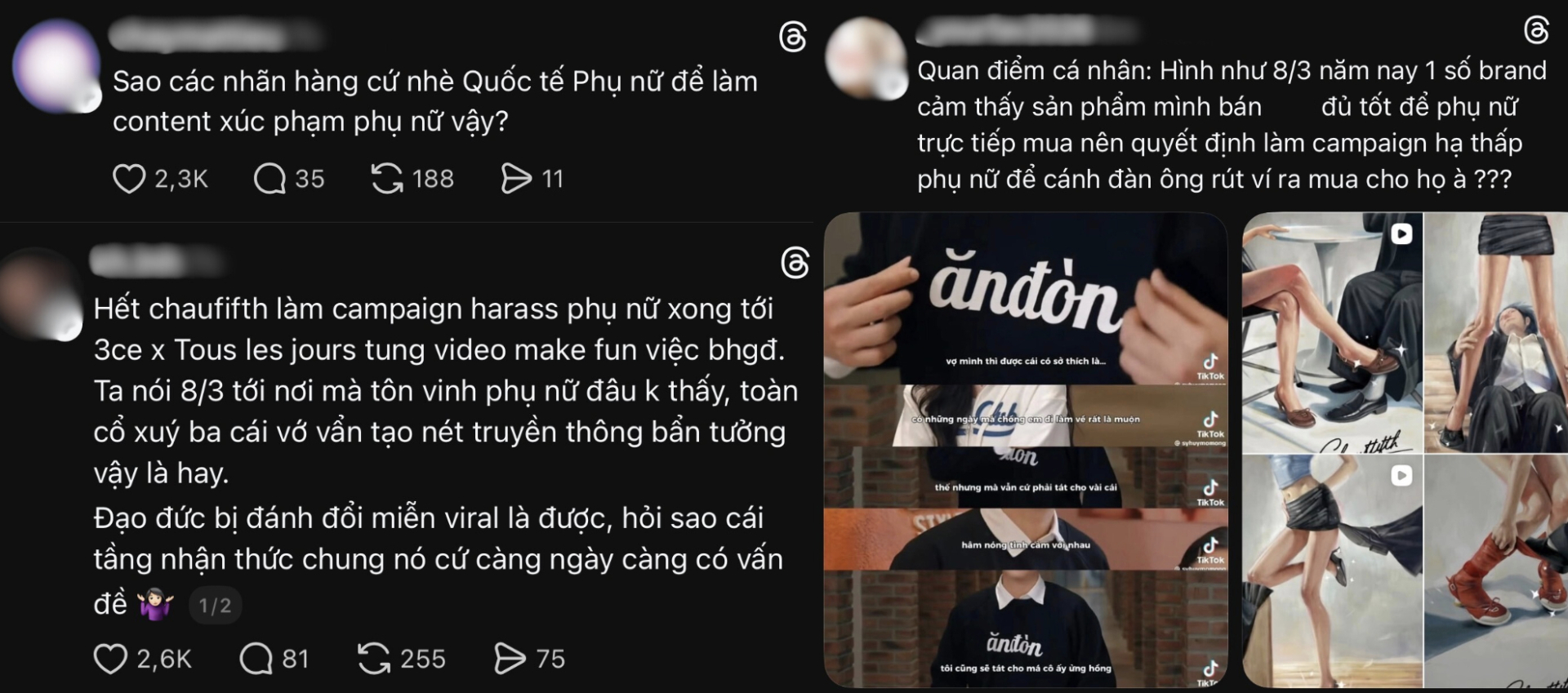 MXH Threads nóng lên từng giờ với chủ đề content quảng cáo ngày 8/3 (Ảnh chụp màn hình).