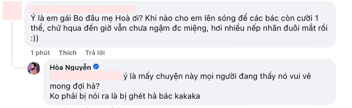 Hoà Minzy trực tiếp phản hồi bình luận có nhắc đến 
