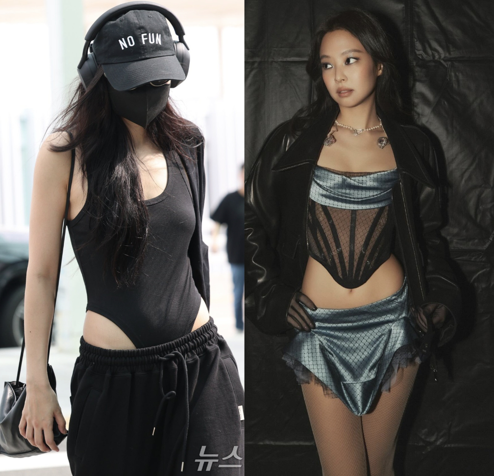 Khung xương gợi cảm giúp hình ảnh Jennie mang đầy vẻ sang chảnh, lôi cuốn dù diện trang phục trình diễn hay đời thường (Ảnh tổng hợp).