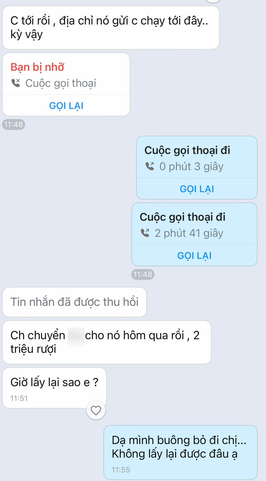 Chủ villa kết thúc câu chuyện tại đây sau khi vị khách bị lừa mất 2,5 triệu. Ảnh: NVCC