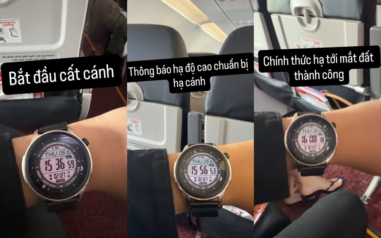 Hành khách này đã chụp lại đồng hồ của mình để đếm thời gian bay