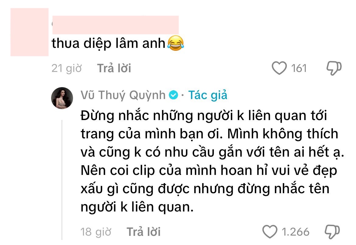 Vũ Thúy Quỳnh lên tiếng khi bị so sánh thua Diệp Lâm Anh