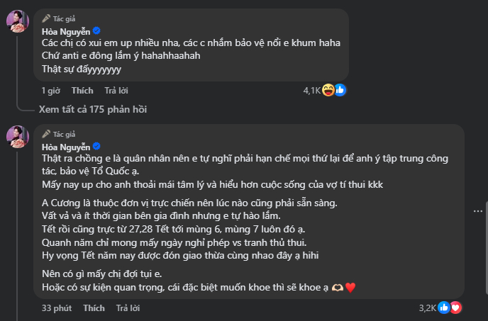 Hòa Minzy thông báo ngưng đăng tải hình ảnh về chồng Đại úy 