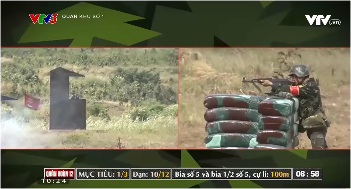 Đại úy Thăng Văn Cương hạ gục 3/3 mục tiêu trong thời gian ngắn. Ảnh chụp màn hình. 