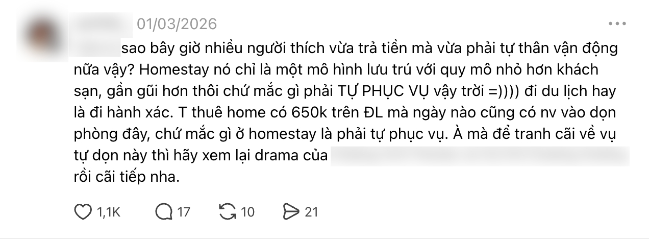 Nhiều người bày tỏ quan điểm rằng trong phí thuê homestay đã có luôn phí vệ sinh