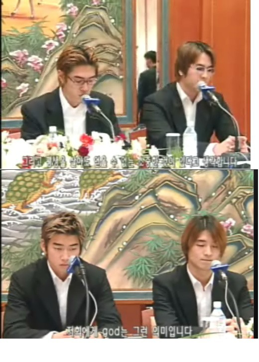 Các thành viên g.o.d tự tổ chức họp báo, bày tỏ sự phản đối quyết định của công ty. Ảnh: Koreaboo