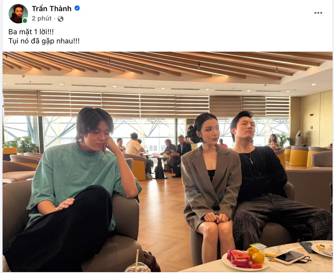 Trấn Thành thích thú chia sẻ màn hội ngộ lầy lội giữa một bên là bạn trai trong phim và một bên là 