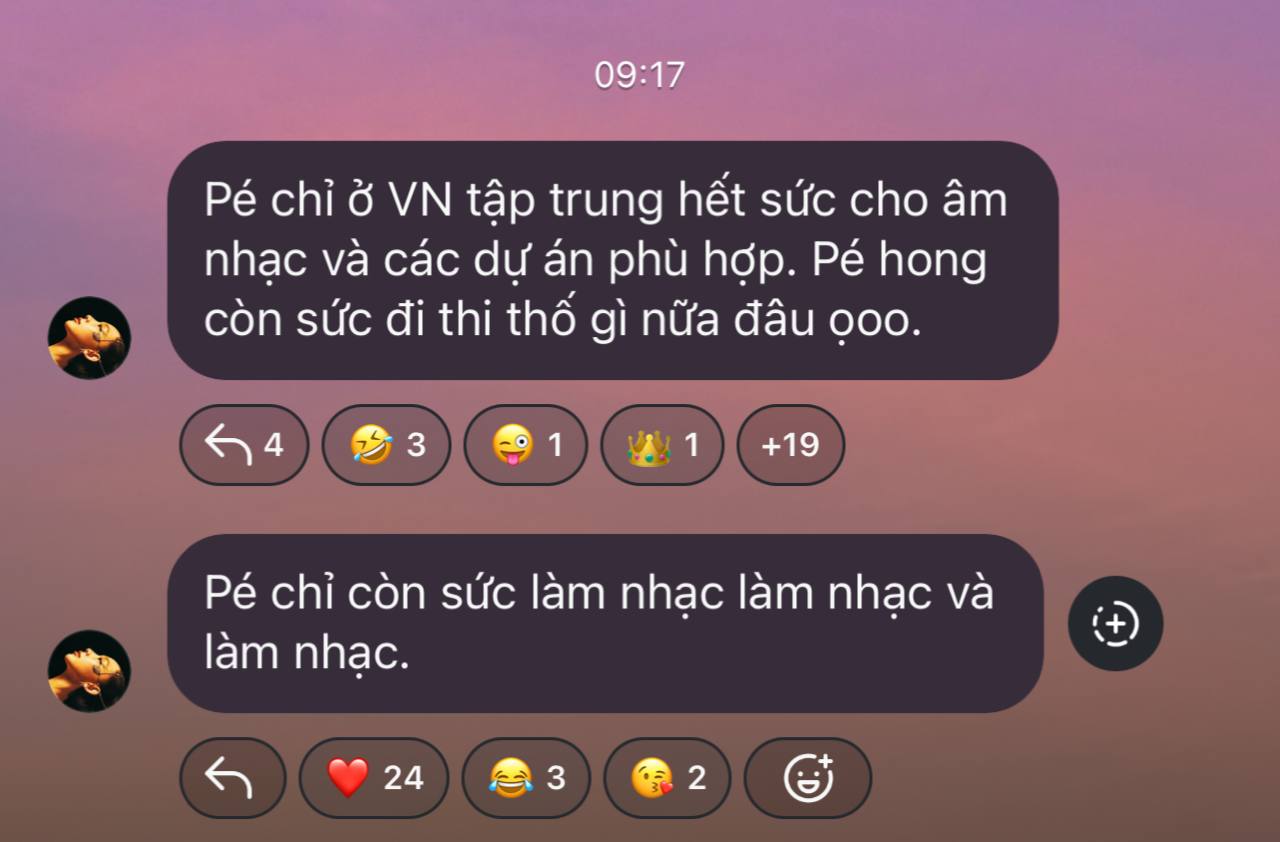   Tóc Tiên cho biết muốn dành trọn thời gian cho việc sáng tạo, sản xuất và phát triển các sản phẩm nghệ thuật. Ảnh: IGNV  