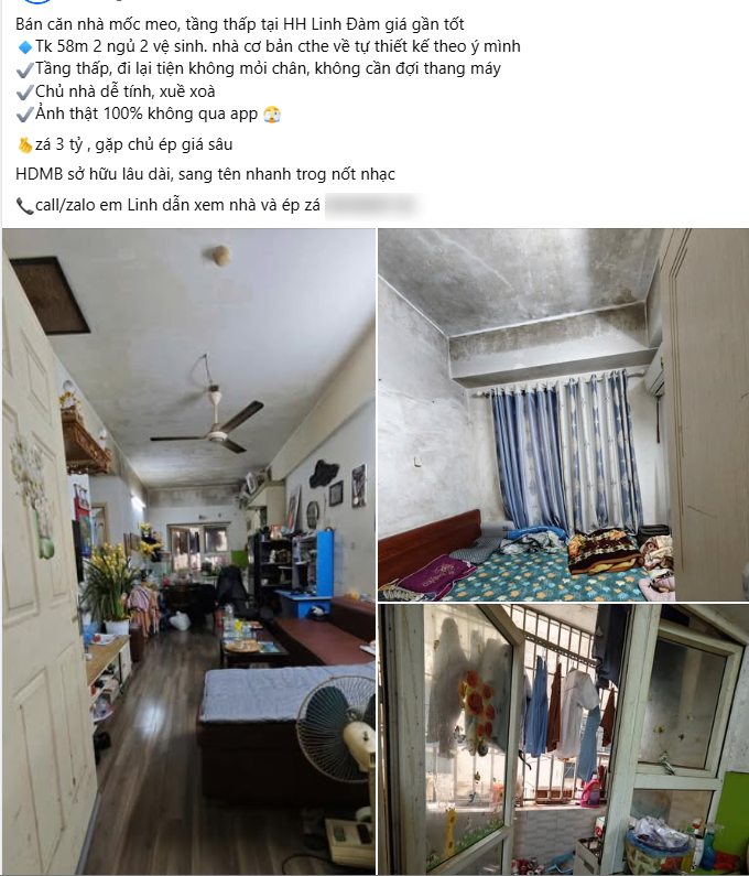 Bìa đăng rao bán căn hộ chung cư tại KĐT HH Linh Đàm khiến nhiều người xôn xao