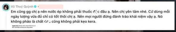 Vũ Thúy Quỳnh đáp trả với netizen công dụng nước ép và còn nhắc đến kẹo rau củ Kera (ảnh: Tổng hợp)