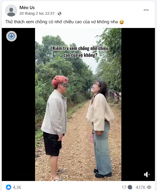 Clip gần nhất có sự xuất hiện chung của Mèo Us và chồng là ngày 20/2 vừa qua