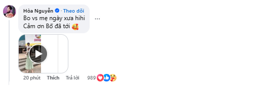 Hòa Minzy nhanh chóng để lại bình luận dưới bài đăng. Ảnh chụp màn hình.