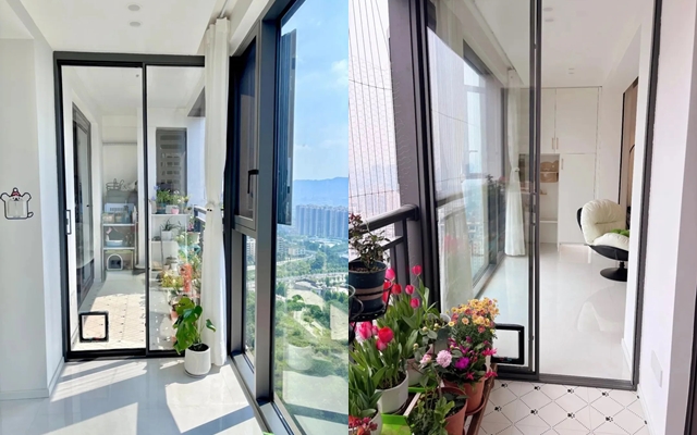 ... và sau khi cải tạo, chia ra hai ngăn tách biệt, nền gạch cũng khác hoàn toàn. 