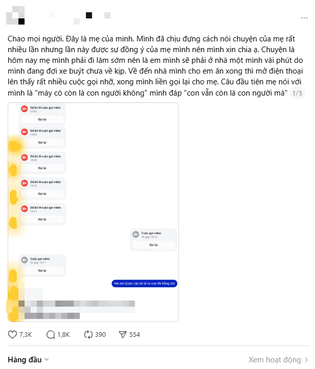 Bài đăng của cô gái này trên Threads. Ảnh chụp màn hình. 