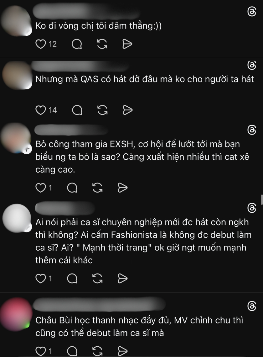 Số đông ủng hộ Quỳnh Anh Shyn và Châu Bùi khám phá địa hạt mới bên cạnh thời trang (Ảnh chụp màn hình).